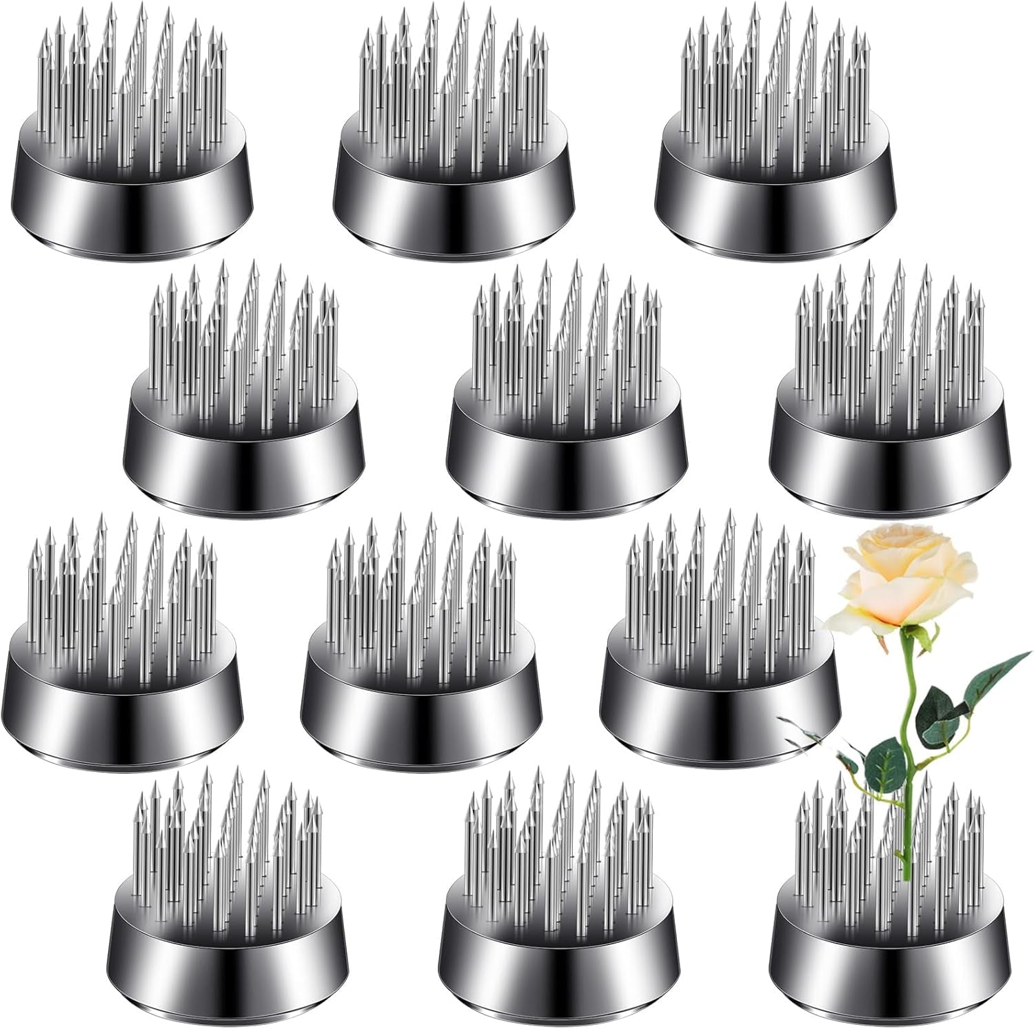 12 Pcs Flower Frog Holder 0.92 Inch Mini Floral round Flower Arranger Fixed Flower Pin Holder Tool Floral Arrangement Pin Holder Japanese Flower Holder Plant Fixation(Gold)