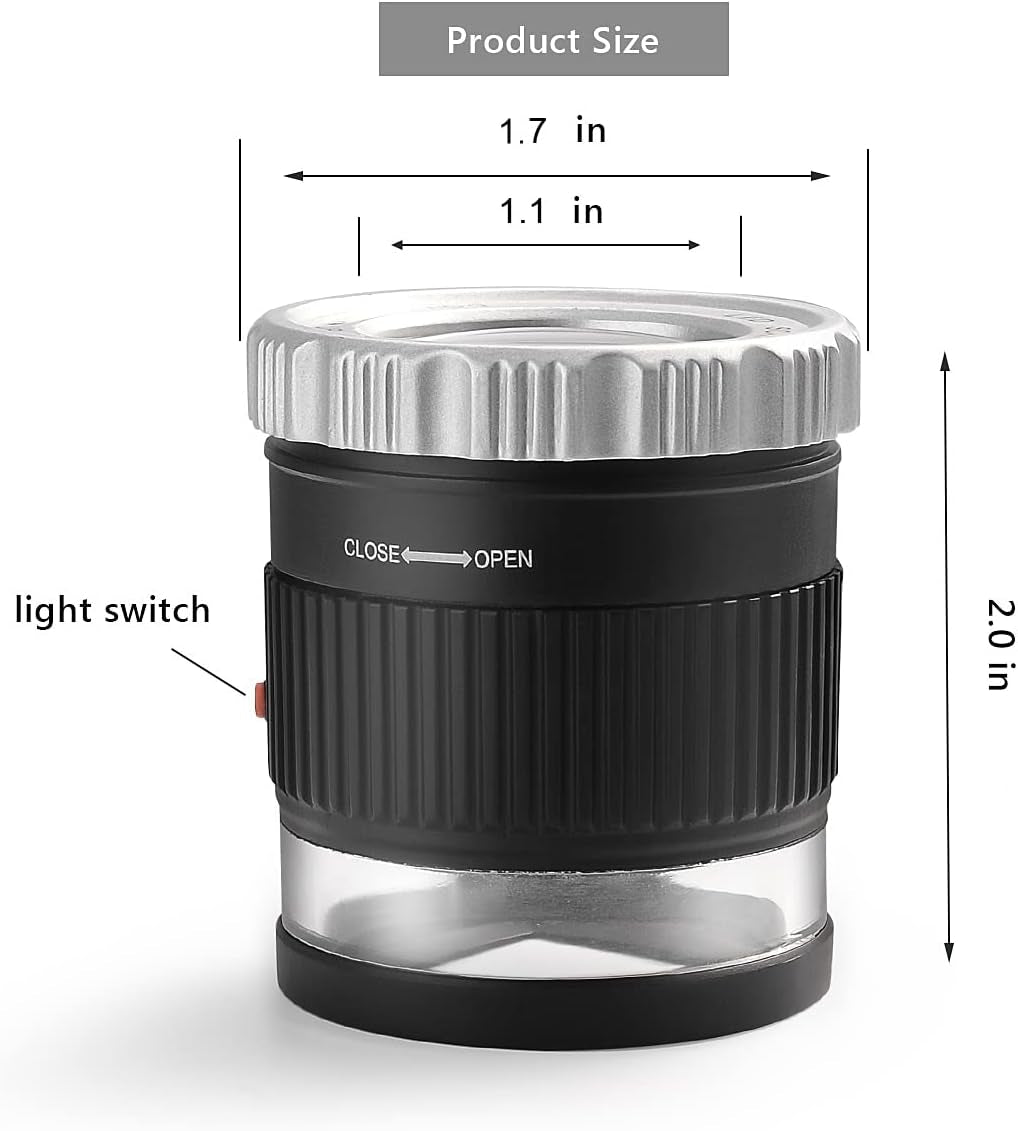 30X Loupe Magnifier,Adjustable Focal Length Magnifier,Foldable Jewelry Magnifier Glass for Textile Optical,Embroidery,Circuit Board,Coins,Etc.