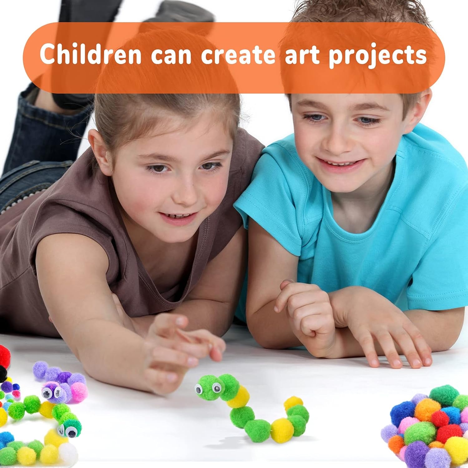 1400PCS 5 Sizes Multicolor Pom Poms Assorted Pompoms Balls with 4 Sizes Wiggle Eyes for Kids Creative DIY, Crafts Projects Making and Valentine'S Day Decorations