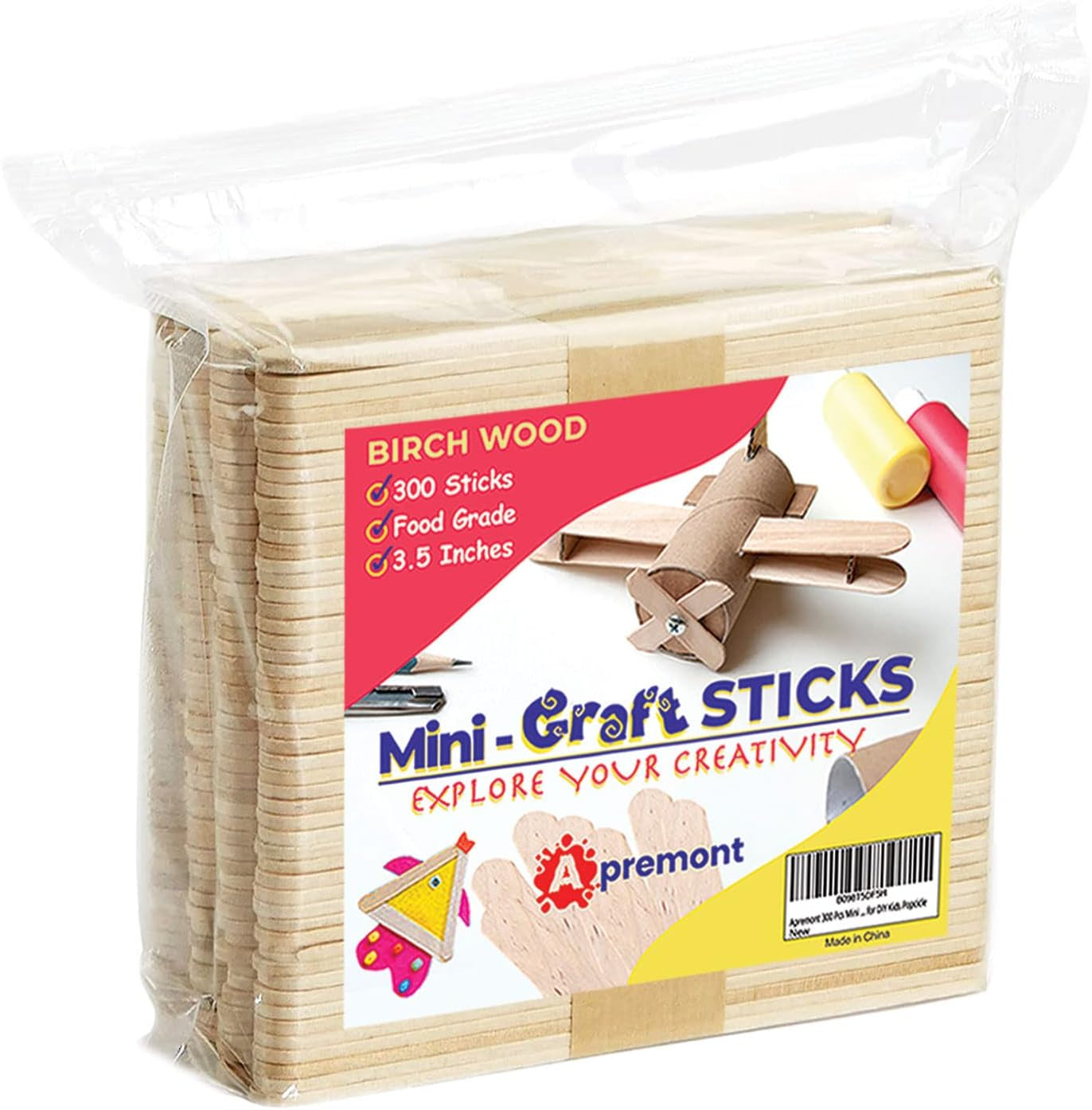 300 Pcs Mini Natural Wooden Food Grade Craft Sticks - Ice Cream Stick - Popsicle - 3.5 Inch Length - Suit Crafting, Stirring, Paddle, Waxing, Small Ice Pop Stick for DIY Kids Popcicle
