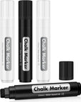 Liquid Chalk Markers Erasable Window Paint Pen: 15Mm Jumbo Wet Erase Glass Washable Markers Large Wide Tip 1 Black 2 White Chalk Markers for Chalkboard Blackboard Mirror Auto Car