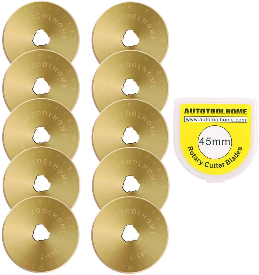 Titanium Coated Rotary Cutter Blades 45Mm 10 Pack Replacement Blades Quilting Scrapbooking Sewing Arts Crafts,Sharp and Durable