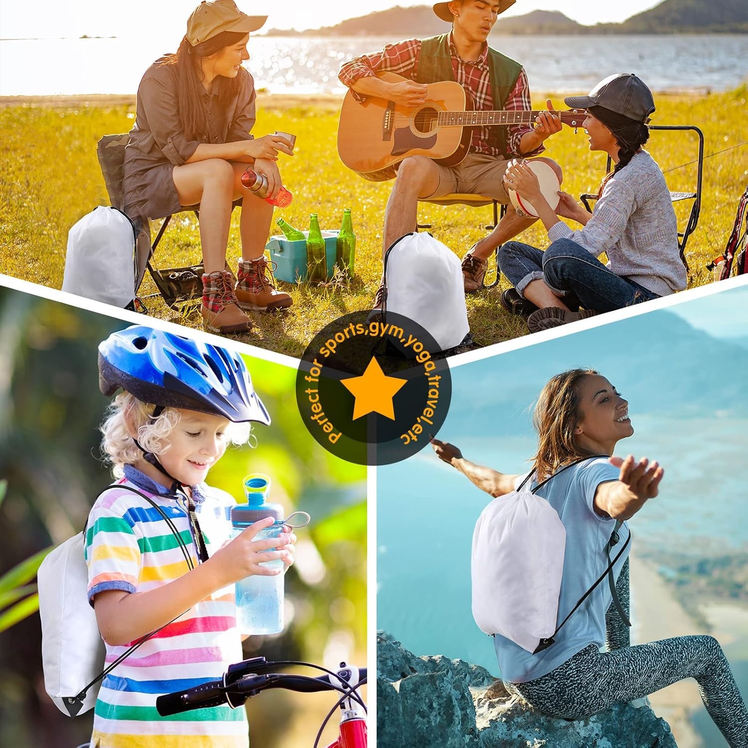 30 Pcs Blank Sublimation Drawstring Bags Drawstring Backpack Bulk Heat Press Reusable Sublimation Bags Cinch Bag Sackpack for Gym Sport DIY Craft Operation Christmas, White