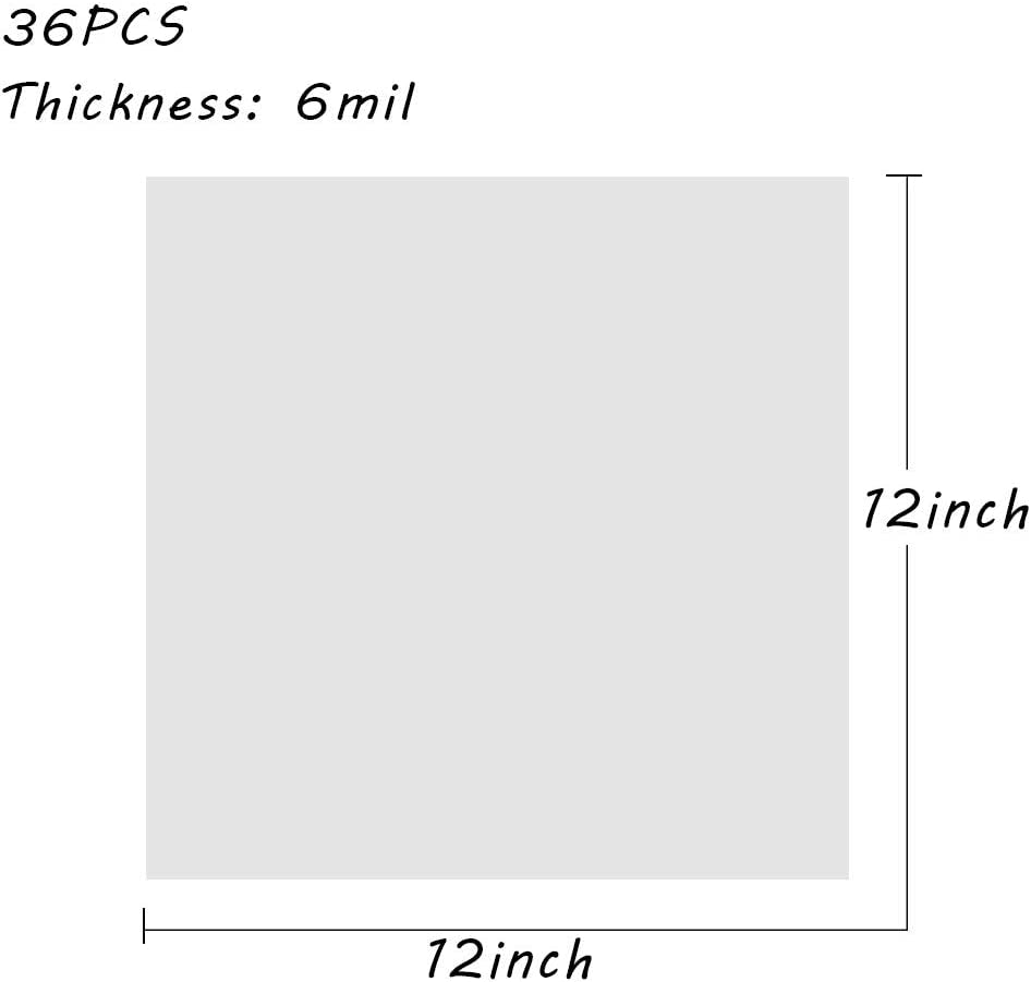36 Pieces 6Mil Clear Plastic Acetate Sheet for Craft, 12X12 Inch, Blank Stencil Sheets, Mylar Templates for Vinyl Cutting