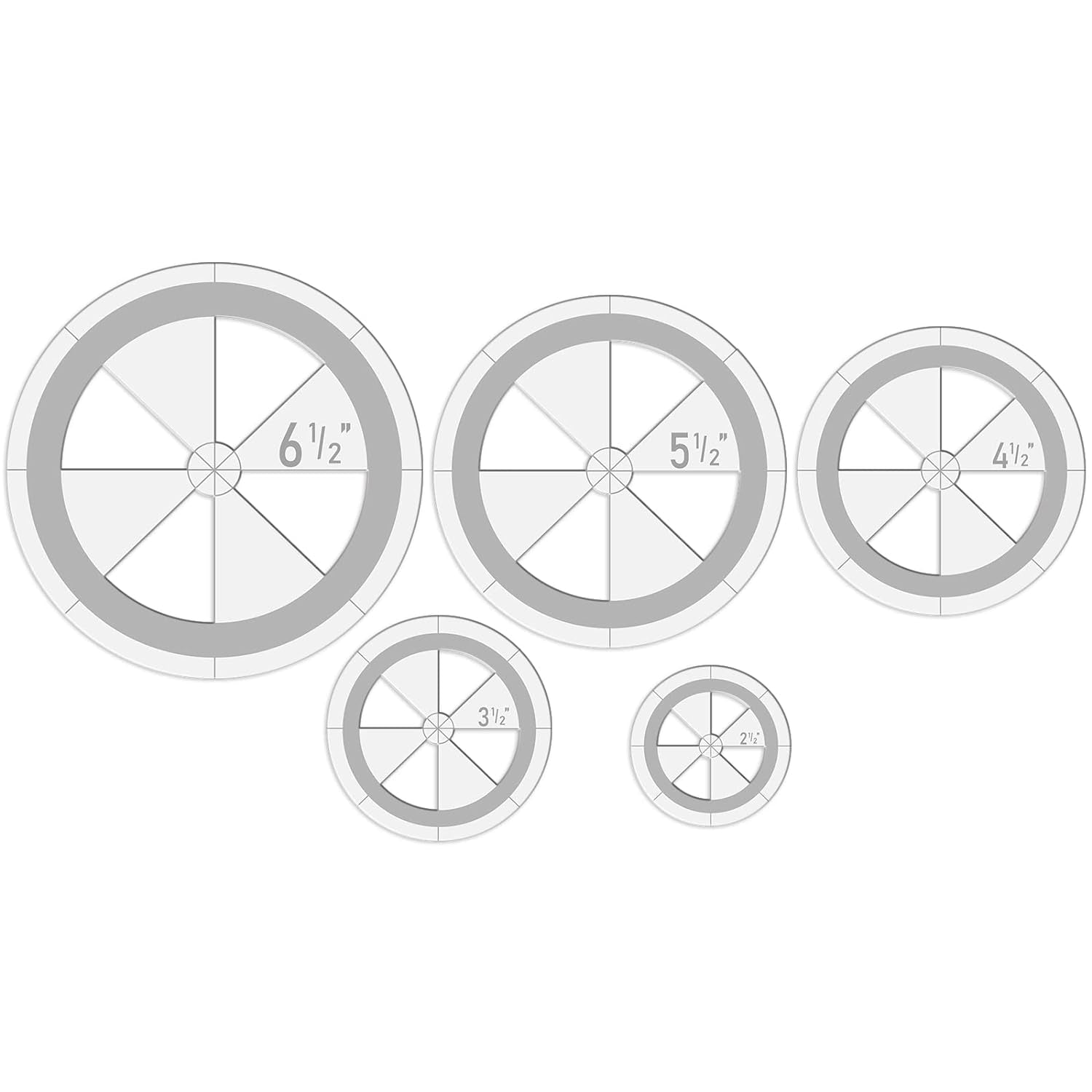 5 Pcs Circle Ruler Quilting Template Set Circle Templates for Quilting Circle Rulers Quilt Arc Circle Cutter Ruler, 5 Sizes (Stylish)