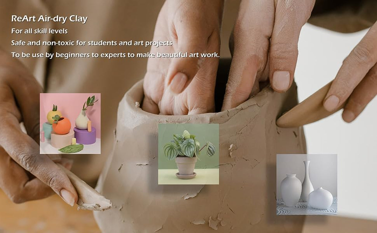 Stone Air-Dry Clay 15LB Wih 3 Colors White, Gray & Terra Cotta 5Lb Each- Ideal for Beginners and Advanced Sculptors All-Purpose Modeling Clay (White, Gray & Terra Cotta)