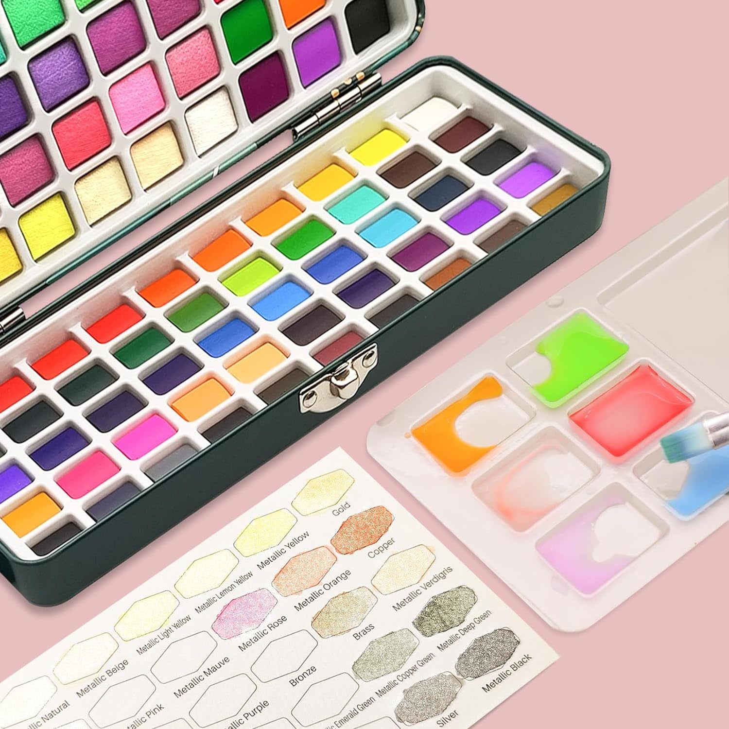 Watercolor Paint Set 100 Colors in Portable Box, Travel Watercolor Set with Watercolor Papers and Brushes, Water Color Kit for Beginners & Professionals