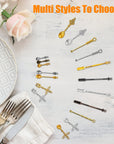 34 Pieces Mini Shovel Spoon,  Little Spoon Pedants Tiny Spoon Mini Shovel Spoons Charms Tableware Charm Pendants, 7 Style Tiny Micro Spoon Kitchen Pendant Spoon