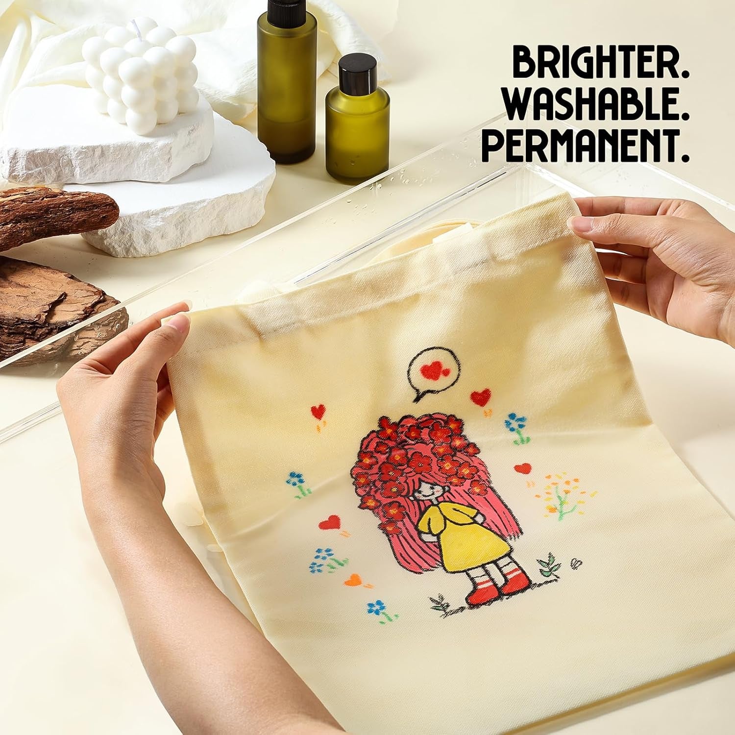 Fabric Markers Permanent for Clothes - 20 Colors Fine Tip Fabric Paint Pens with 5 Painting Templates - Non-Toxic Fabric Paint Markers for T-Shirts Sneakers Canvas Bags and Textiles