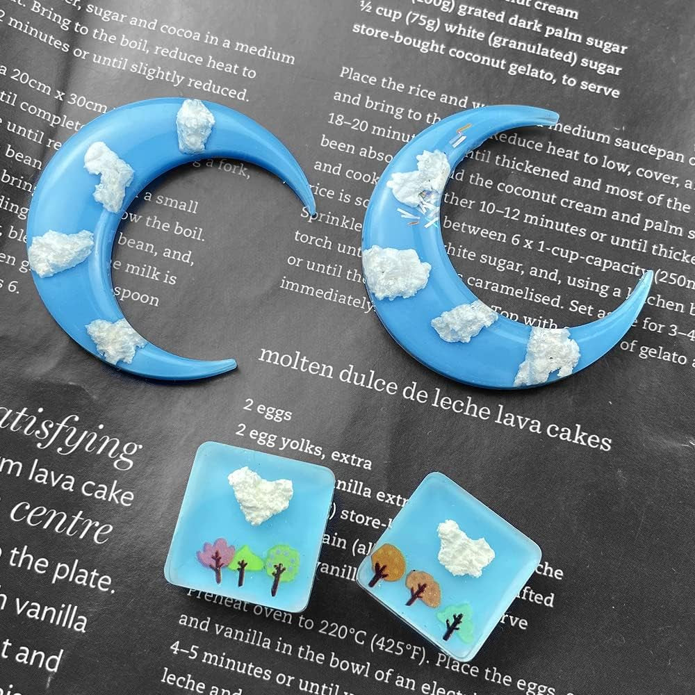 Multi-Functional Small Silicone Molds Set for Resin, Earrings Resin Molds, Hexagon round Crescent Moon Pentagram Heart Molds for Keychain Badge Reel Pendant Charm Earrings Jewelry Making