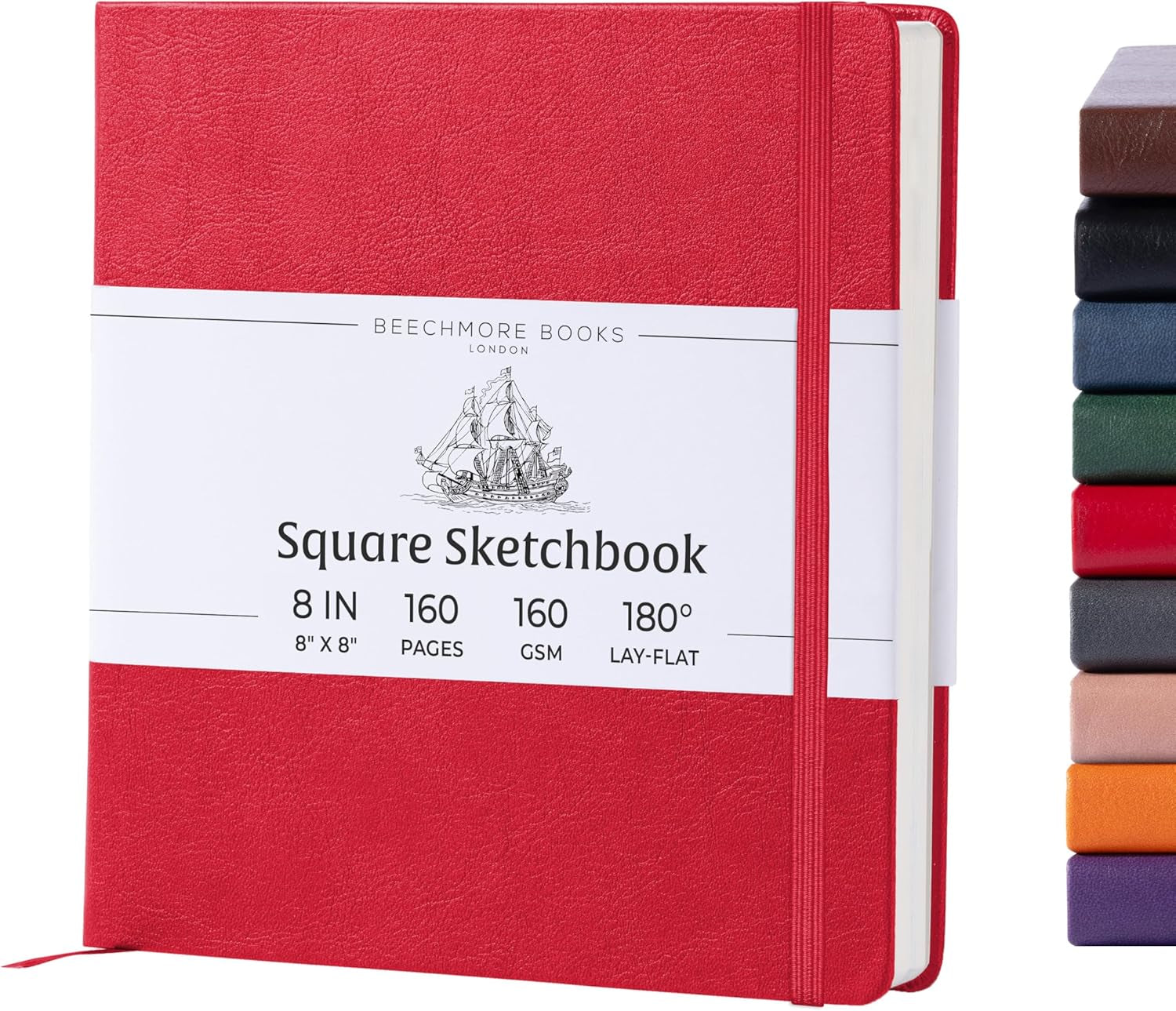 Art Sketch Book, Square 156 Pages 8 X 8 Inch, Hardcover Leather Artist Sketchbook, Blank Sketch Pad for Drawing, Painting Supplies, Thick 160Gsm Cream Paper, Boxed for Gifts