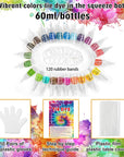 Tie Dye Kit, 24 Colors Tie Dye Shirt DIY Fabric Dye for Women, Kids, Men, with Rubber Bands, Gloves, Plastic Film and Table Covers for Family Friends Group Party Supplies