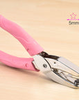 Star Shape Single Paper Hole Punch, 1 Pack 6.3 Inch Length 1/4 Inch of Diameter of Hole Handheld Puncher with Pink Soft Thick Leather Cover(Star 1/4 Inch)
