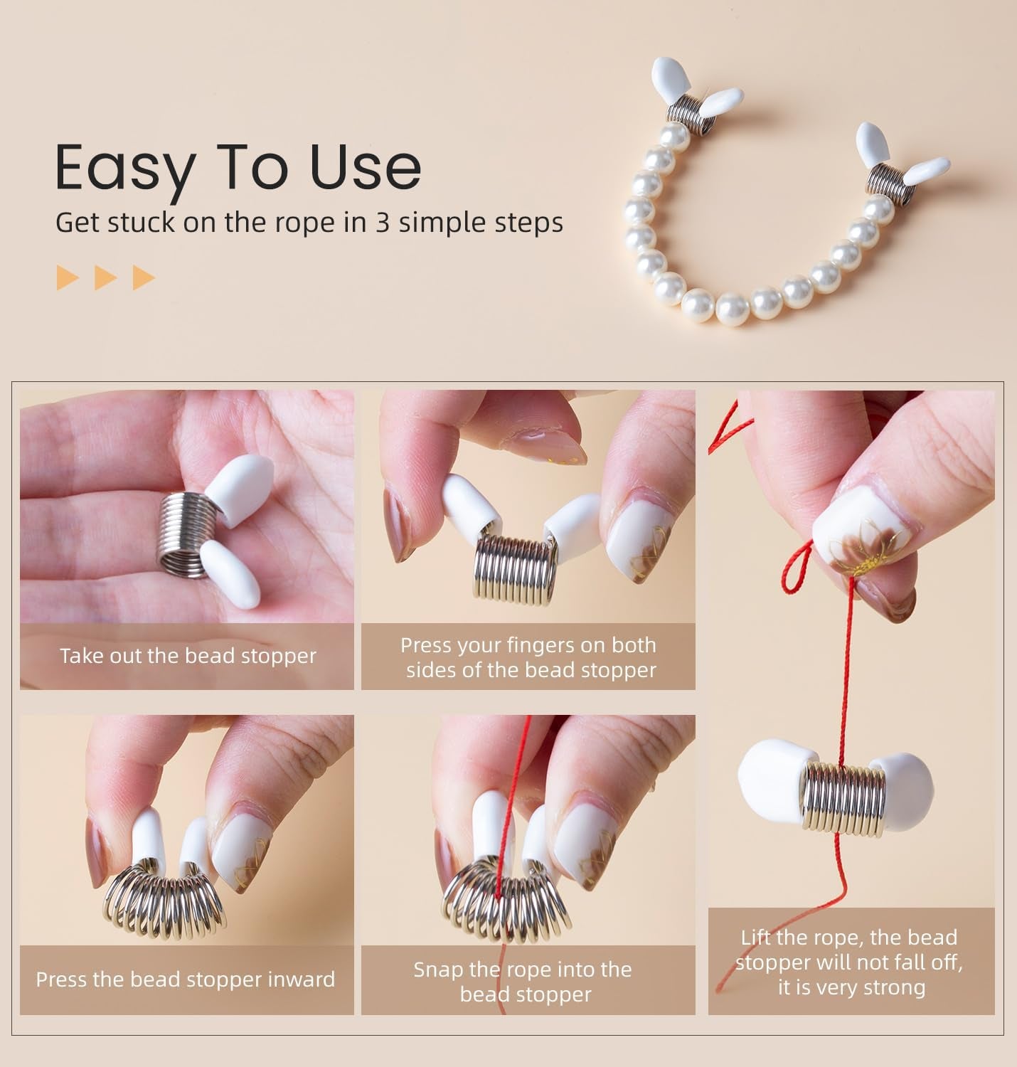 Bead Stopper, 8Pc Set, for Jewelry Making Creative Bead Line End to Prevent Beads from Falling (8Pcs)