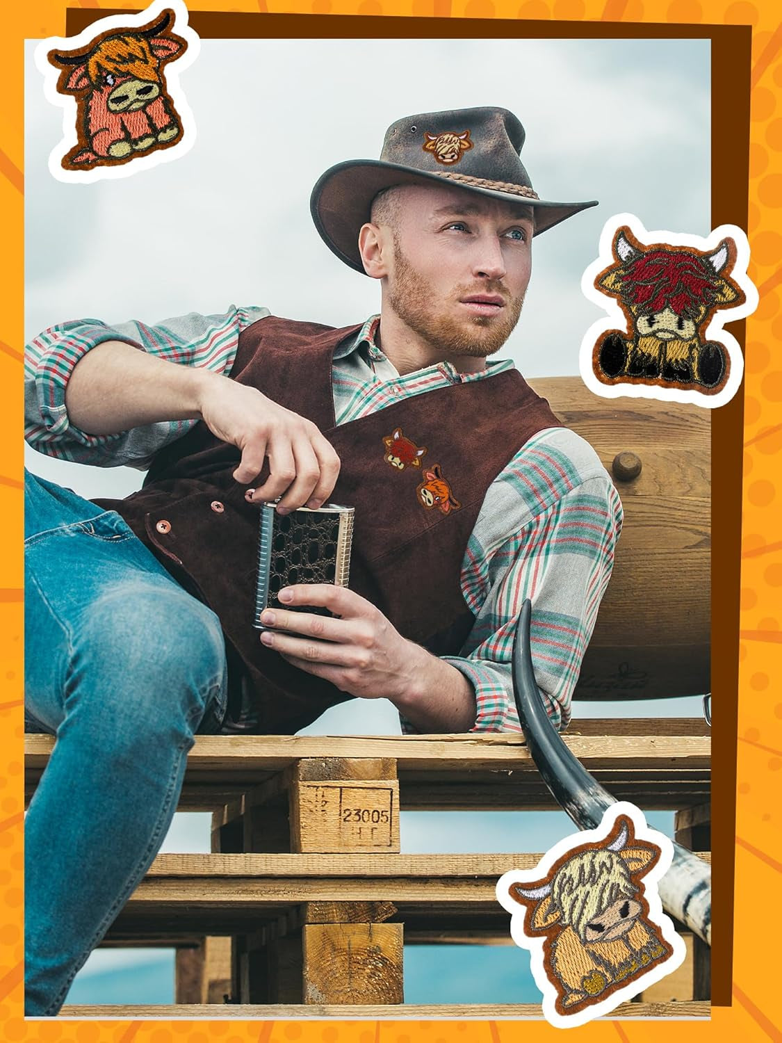 30 Pcs Highland Cow Iron on Patches for Hats Western Embroidered Patches Vintage Cowboy Animals Sew on Applique Patches for Jackets Backpacks Clothes DIY Crafts Accessories(Highland Cow)