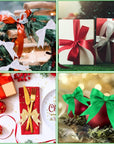 4 Rolls 100 Yards Christmas Ribbons 1Inch Wide Holiday Satin Ribbons Fabric for Gift Wrapping and DIY Craft, Red & Green & Gold &White
