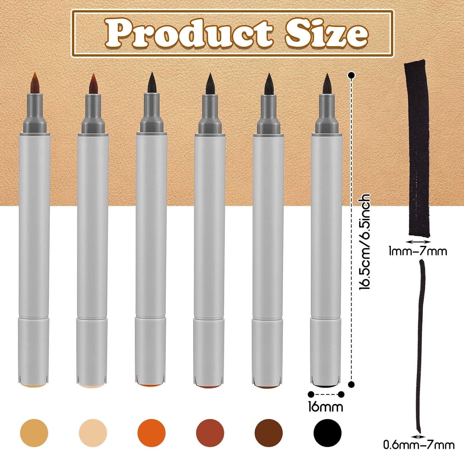6 Pack Dual Tip Leather Dye Marker Pens Leather Touch up Pen Shoe Marker Leather Flow Leather Marking Pen for Furniture Scratches Shoe Repair Kit Paint Marking, 6 Colors