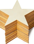 Wooden Stars for Crafting, 24-Pack Unfinished Wood Star Cutouts, 4 Inches