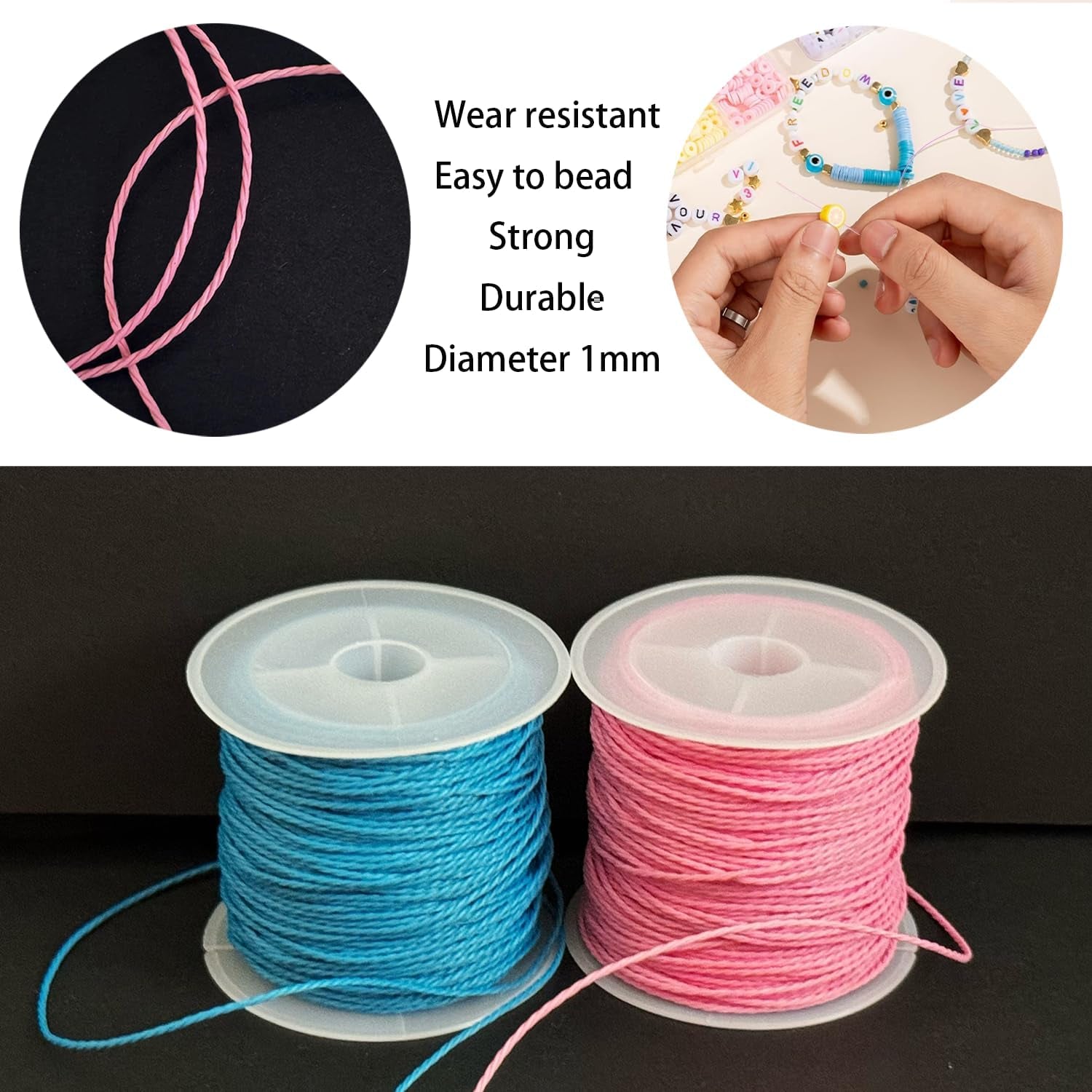 30 Colors 1Mm Waxed Polyester Cord Bracelet Cord Wax Coated Thread for Jewelry Making Waxed String for Bracelet Making 22.5M for Each Color