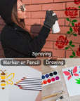 60 Reusable Flower Stencils for Painting on Wood and Canvas Sunflower Leaf Rose Bee Bird Stencil Small Craft Stencils 3X3 Inch Paint Stencils for Crafts and Home Decor