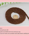 U Pick 10Yds 5Mm 3 Braided Cord Decorative Twisted Satin Polyester Twine Cord Rope String Thread Shiny Cord Choker Thread (15:Coffee)