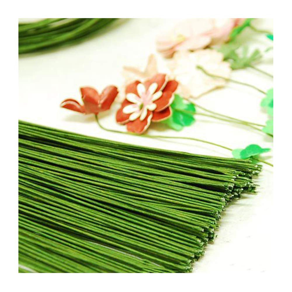 100PCS 18Ga Floral Stem Wires,Green Crafting Floral Stem Wire for DIY Crafts and Flower Arrangement 14 Inches,Paper Covered