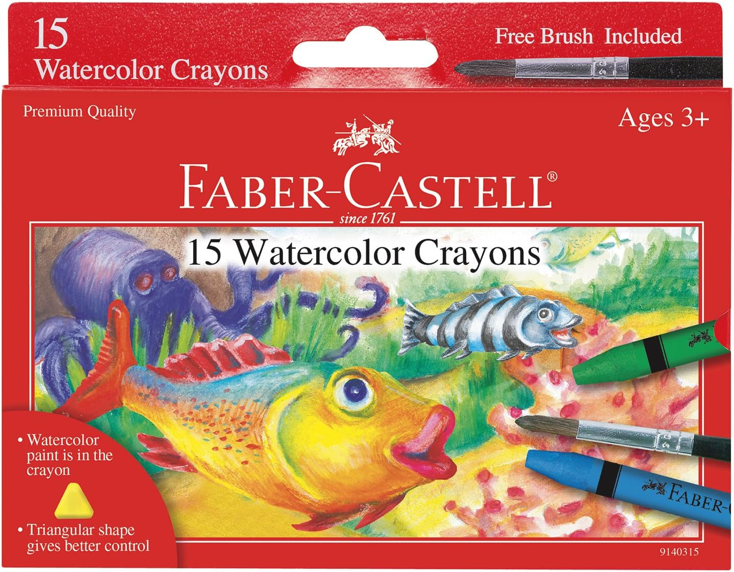 Watercolor Crayons with Brush, 15 Colors - Premium Quality Art Supplies for Kids