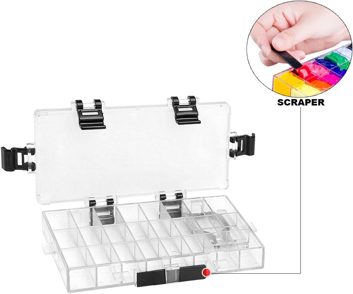Paint Storage Palette Box 24 Wells Airtight Stay Wet for Watercolor, Gouache, Acrylic and Oil Paint