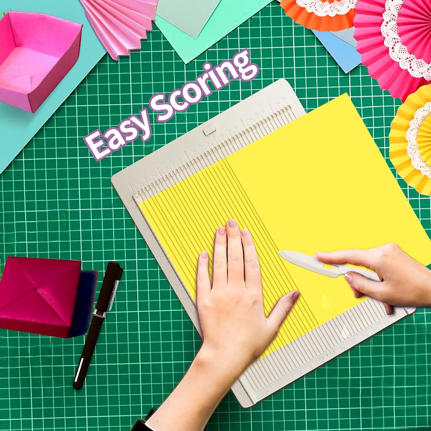 Scoring Board, Envelope Maker, Envelope Punch Board, Scoring Tool, Small Score Board for Paper Crafts, Multi-Purpose Scoring Board for Card Making, Mini Envelope Making and Gift Box Making