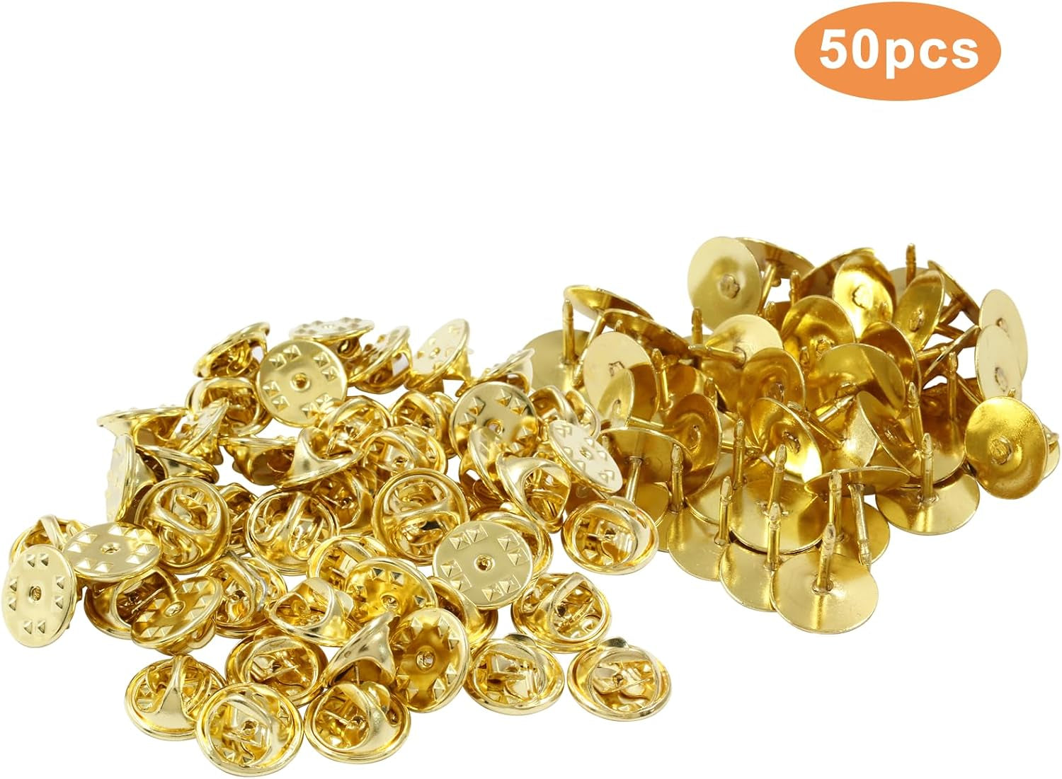 50 Pairs Pin Backs Replacement，Gold Butterfly Tie Tacks, Perfect Blank Pin Keepers for Craft Making Jewelry Making