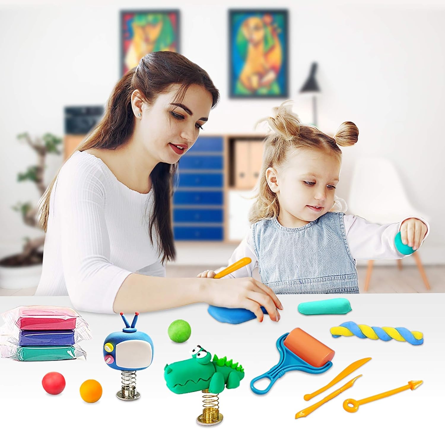 Modeling Clay Kit - 50 Colors Air Dry Magic Clay, Best Gift for Boys & Girls Age 3-12 Year Old, DIY Molding Kids, with Sculpting Tools, Decoration Accessories, Kids Art Crafts