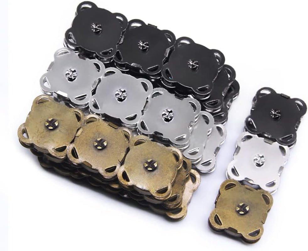 30 Sets Magnetic Snaps Button for Purse Handbag Wallet Overcoat Bag Mixed 3 Colors Fasteners Snap Buttons