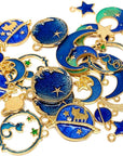 Assorted Gold Plated Enamel Cat Moon Star Celestial Charm Pendant DIY for Earrings Necklace Bracelet Jewelry Making and Crafting