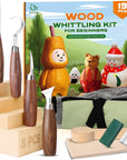 Wood Whittling Kit for Beginners-Complete Whittling Set with 4Pcs Wood Carving Knives & 8Pcs Basswood Wood Blocks-Perfect Wood Carving Kit Set-Includes Wood Carving Tools for Adults and Kids
