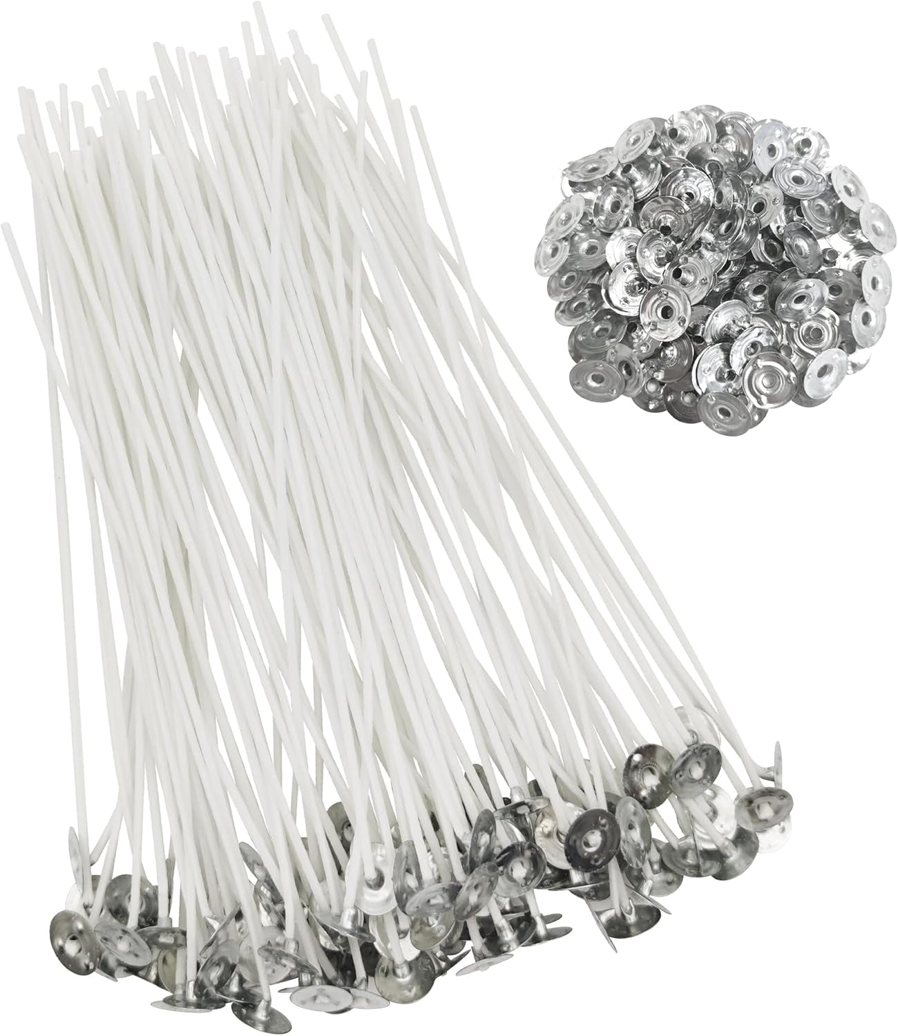100Pcs Cotton Candle Wicks 8'' Pre-Waxed for Candle Making,Candle Diy，Thick Candle Wick with Base