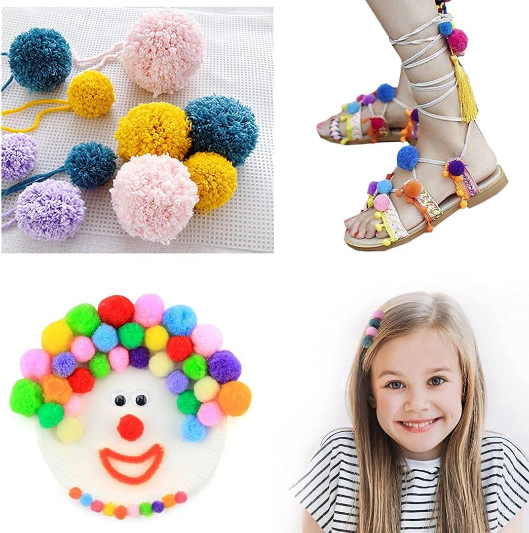 2 Set Pompom Makers of 6 Sizes,  50 PCS Pom Pom Kit Includes 8 PCS Pom Pom Maker, 2 PCS Thread Cutter Scissors, 40 PCS Plastic Needles for Fluff Ball Weave DIY Wool Yarn Knitting