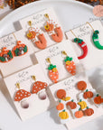 Pumpkin Polymer Clay Cutters - 8 Shapes Clay Cutters for Earrings, Cute Mushroom Shape Clay Cutters for Polymer Clay Jewelry Making, 3D Print Carrot Pepper Clay Earrings Cutters Set