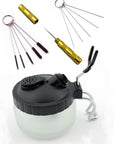 4 Set Airbrush Spray Gun Wash Cleaning Tools Needle Nozzle Brush Glass Cleaning Pot Holder