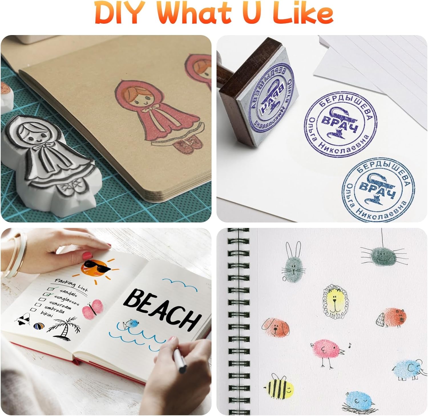 Large Finger Ink Pads for Kids Washable Craft Ink Stamp Pads, 16 Color DIY for Rubber Stamps, Paper, Scrapbooking, Wood Fabric, Best Gift for Kids(3.27"X4.39")