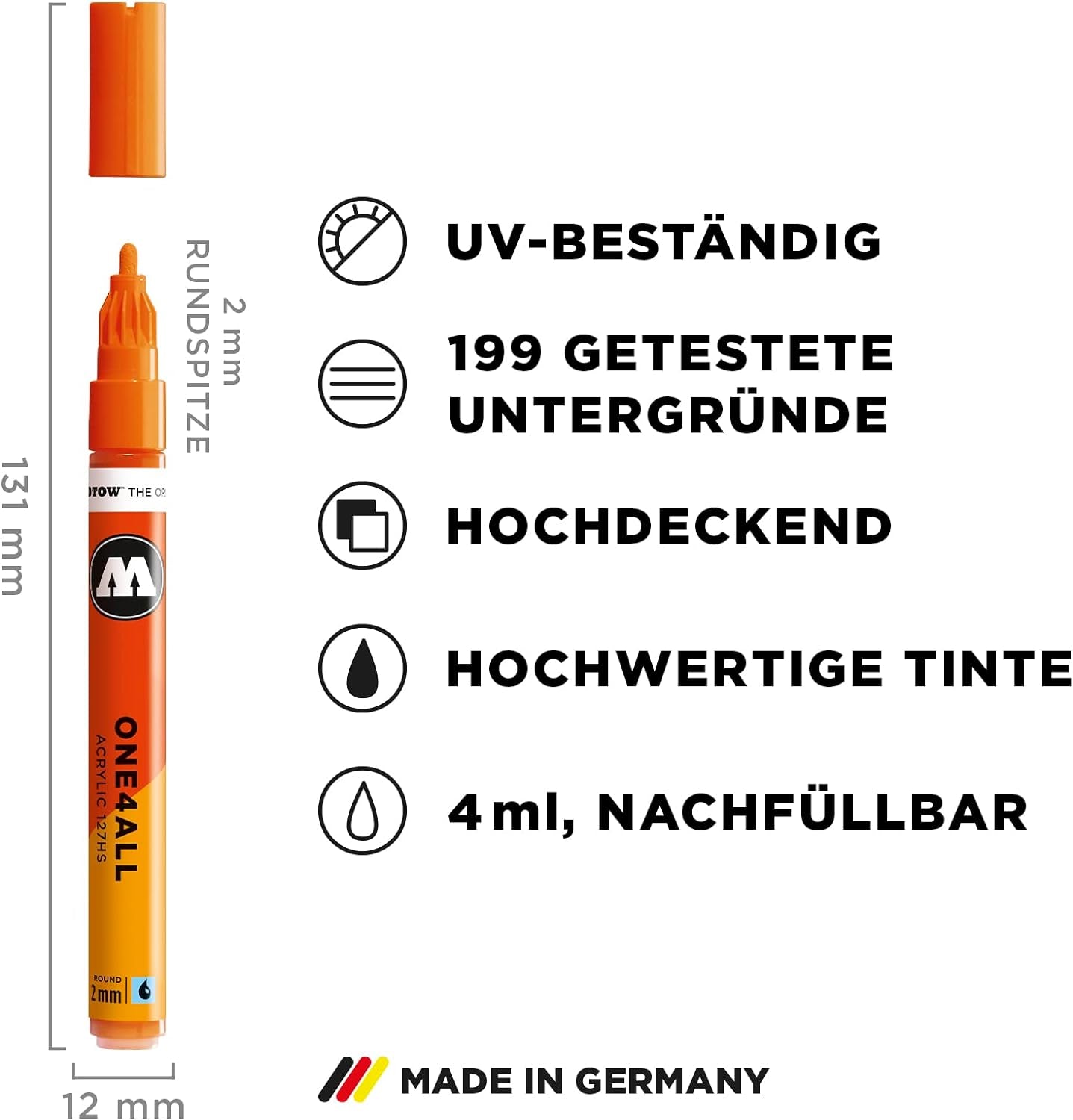 One4All 127HS Acryl Marker Basic-Set 1 (2,0 Mm Strichstärke, Hochdeckend Und Permanent, Uv-Beständig, Für Fast Alle Untergründe) 10 Stück Sortiert