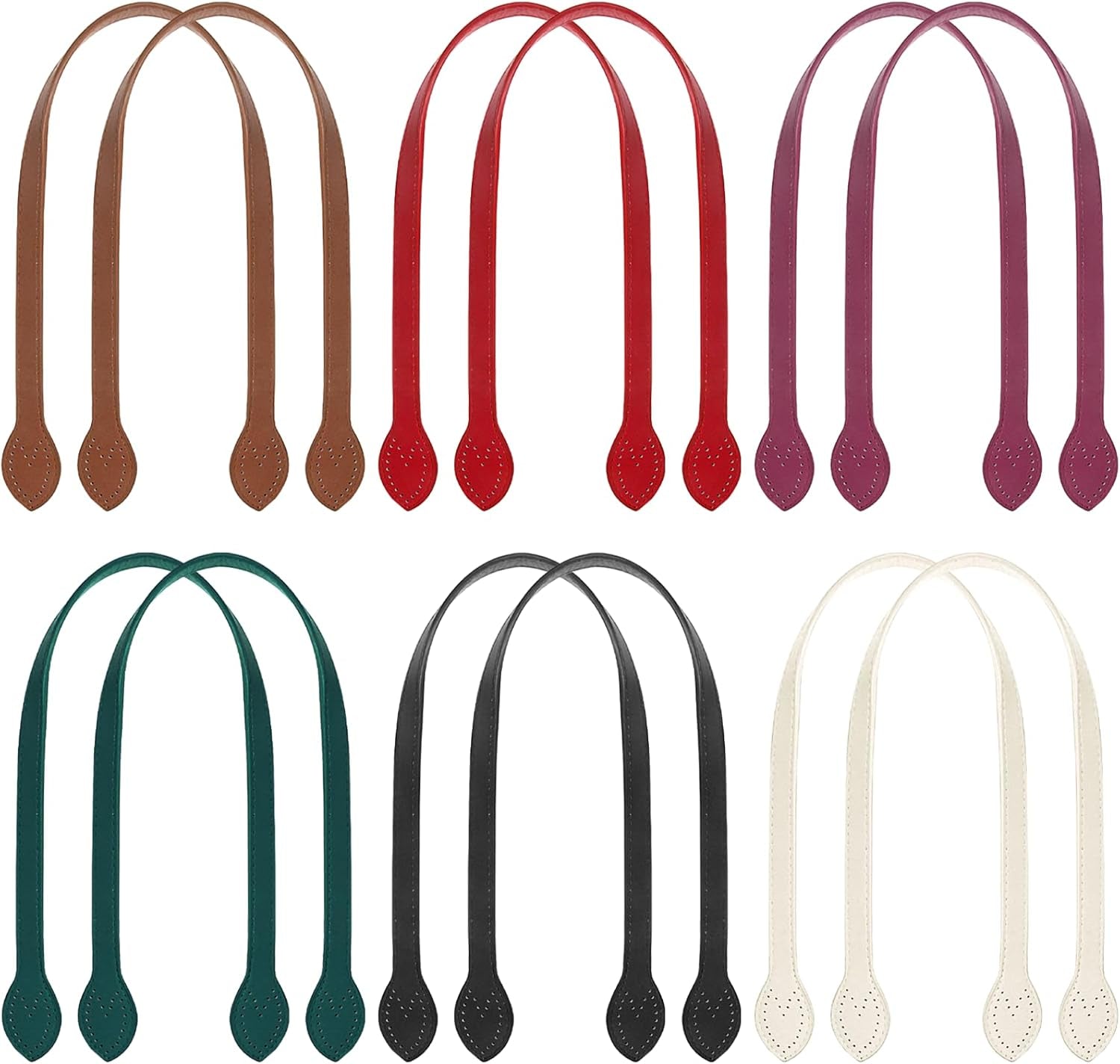12PCS Bag Handles for Bag Making,23.4" PU Leather Straps for Handbag,Purse Handles for Crochet Bags 6 Colors