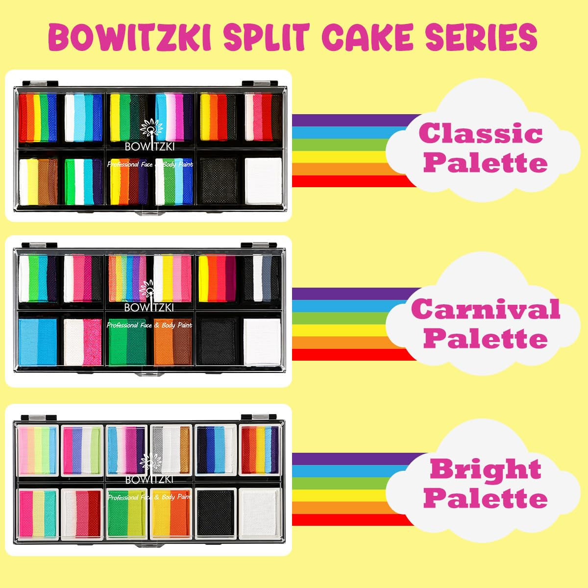 Face Paint Kit Professional Split Cake Face Painting Set for Kids Adults 12X10 Gm with Stencil One Stroke Non Toxic Rainbow Flora Dolphin Unicorn Flame Body Paint Halloween Christmas Makeup