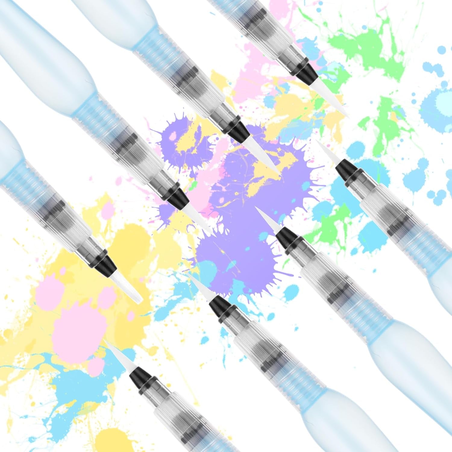 8 Pieces Watercolour Brush Pens, Refillable Water Brush Pens Water Brush Pens for Watercolor Painting with Assorted Tips Ink and Water Brush Pens for Paints, Artists, Painting, Calligraphy
