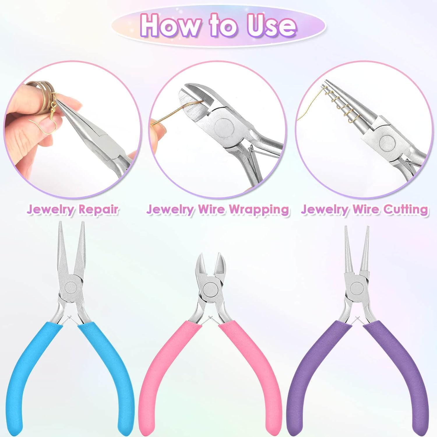Jewelry Pliers Set - Needle Nose, round Nose and Wire Cutters for Jewelry Making, Repair and Crafts