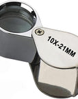 Loupes 10X Glass Jeweler Loupe Loop Eye Magnifier Magnifying Magnifier Metal Body Silver (10X21Mm)