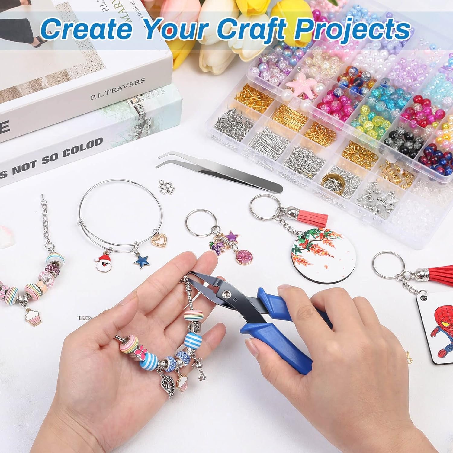 Split Ring Pliers for Jewelry Making,  Split Jump Ring Opener Tool Keychain Pliers for Opening Split Ring, Key Ring, Opening Pliers for Jewelry Making