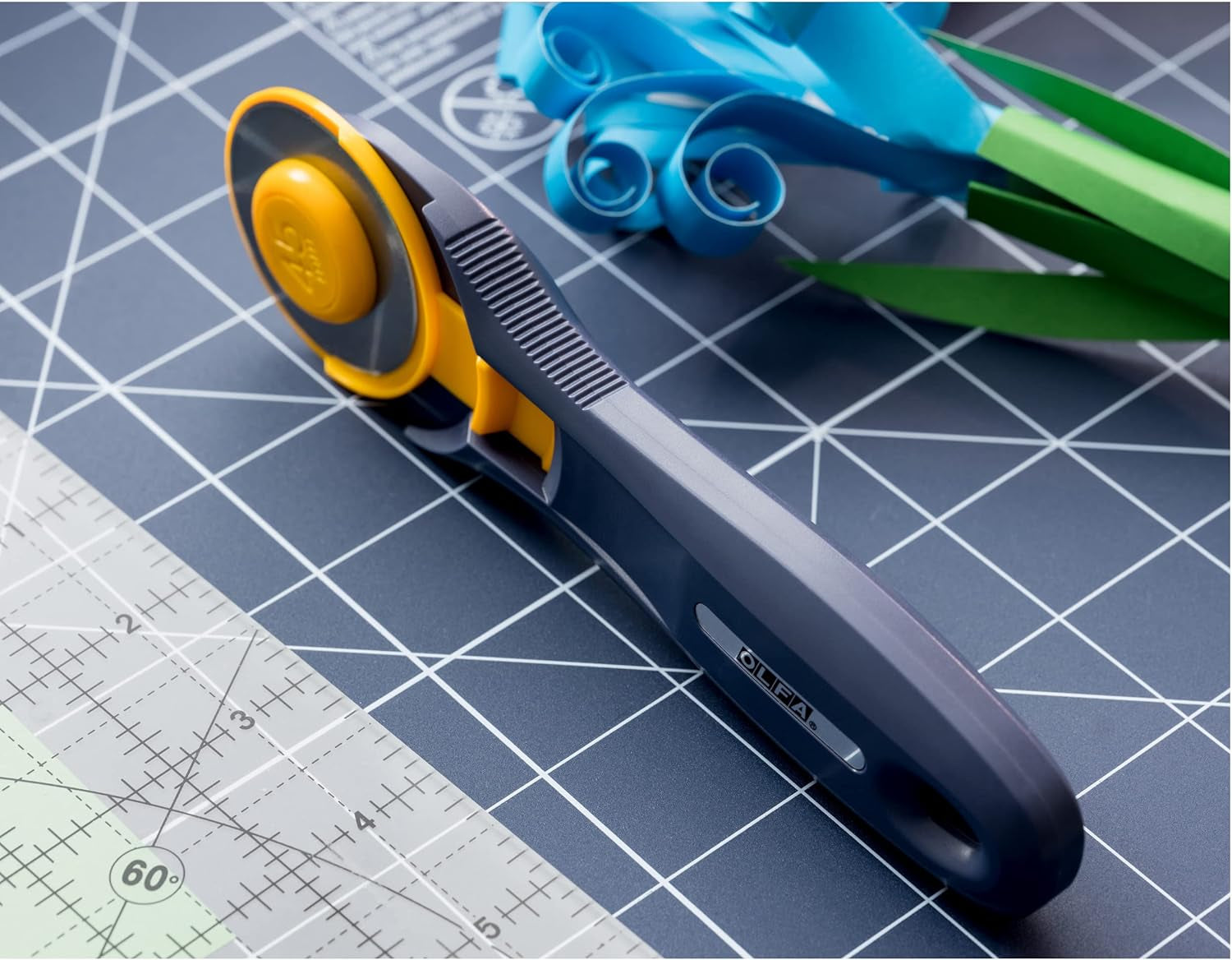 45Mm Quick-Change Rotary Cutter (RTY-2C/NBL) - Rotary Fabric Cutter W/ Blade Cover for Crafts, Sewing, Quilting, Replacement Blade:  RB45-1 (Navy)