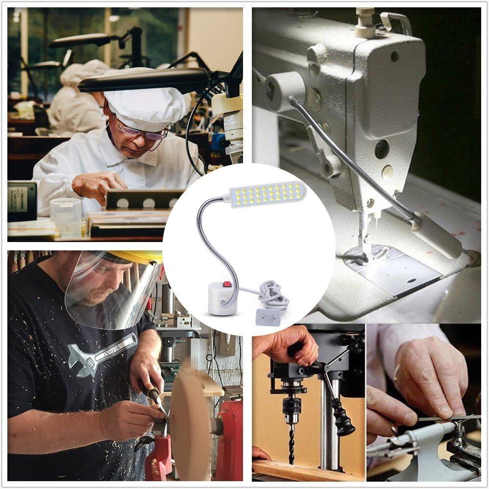 Sewing Machine Light (36LED) Gooseneck Work Light with Magnetic Mounting Base, White Soft Light for Lathes, Drill Presses, Workbenches