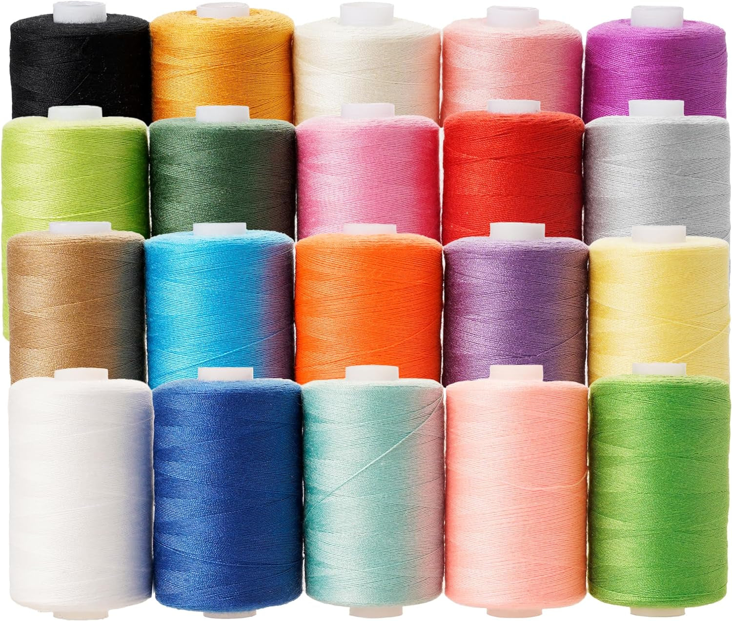 Sewing Thread Kit 20 Colors Polyester Sewing Thread Set 1000 Yards per Spool Black & White for Sewing Machine, Hand Stitching and Quilting Use