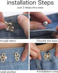 Flower Jeans Button 10 Sets Pant Waist Tightener, Adjustable Waist Buckle Sets No Sew and No Tools Detachable Decorative Waist Buckles, Jean Buttons Pins for Loose Jeans, Pants, Skirts (No Sew)